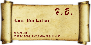 Hans Bertalan névjegykártya